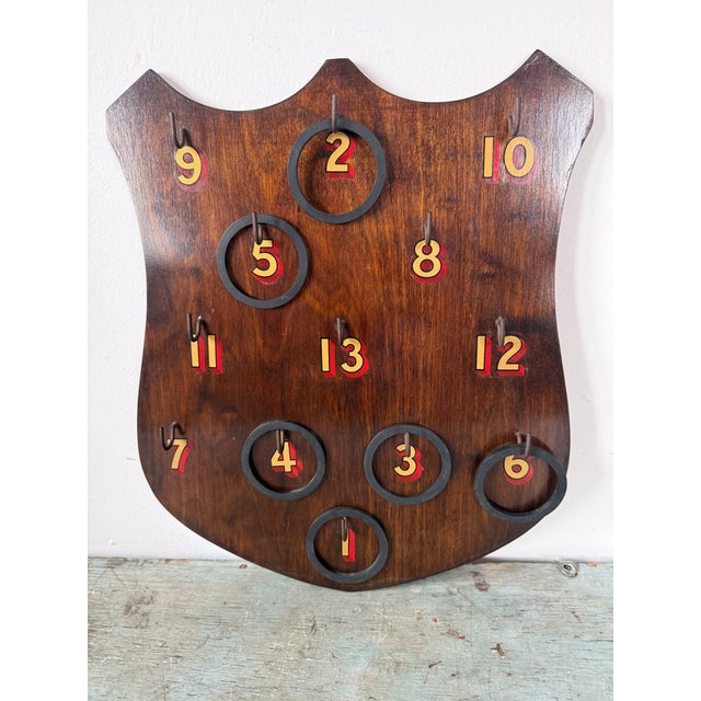 Vintage Wooden Shield Ring-Toss - Hoopla Game for Rec Room Wall For Sale - Image 6 of 10