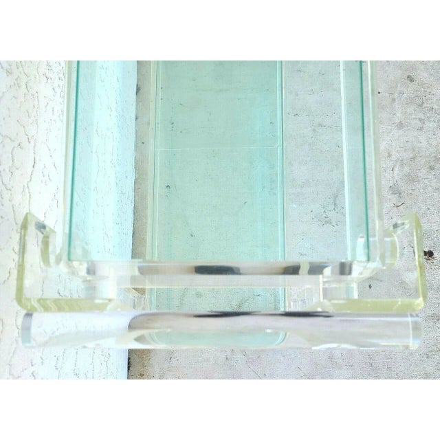 Metal Vintage 1970s Lucite & Glass Rolling Bar Serving Cart For Sale - Image 7 of 12
