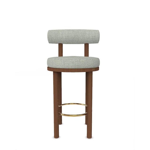 Metal Collector Modern Moca Bar Chair in Safire 6 Fabric and Smoked Oak by Studio Rig For Sale - Image 7 of 7
