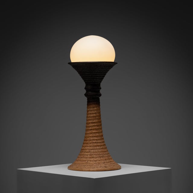 Large Eartly Ceramic and Opaline Glass Table Lamp from Doria Leuchten, Germany, 1970s For Sale - Image 11 of 11