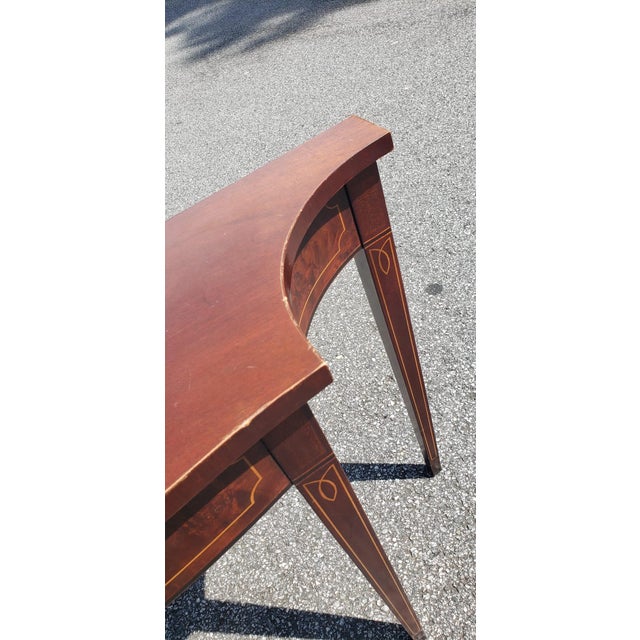 Baker Furniture Historic Charleston Collection Inlaid Mahogany Demi Lune Console Table For Sale - Image 11 of 18