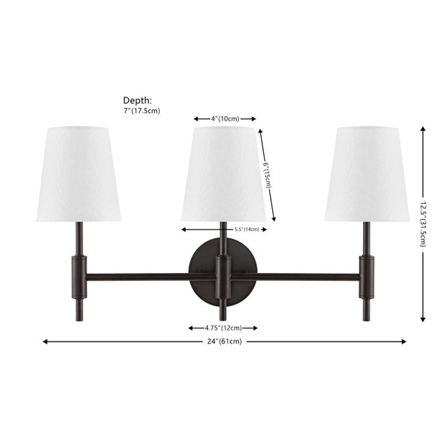 Modern Darya 3-Light 24" Wall Sconce in Black For Sale - Image 3 of 3