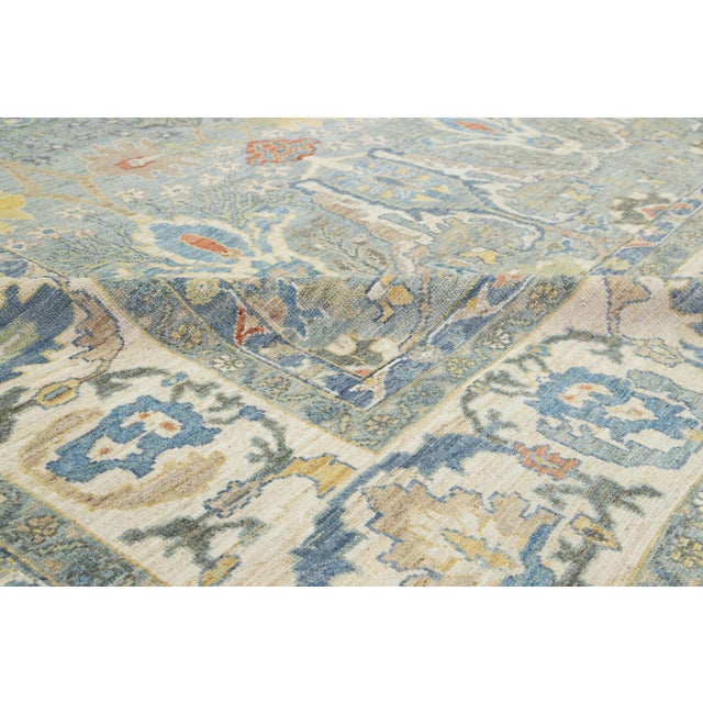 2010s Apadana's Modern Sultanabad Square Wool Rug in Blue With Allover Pattern For Sale - Image 5 of 10