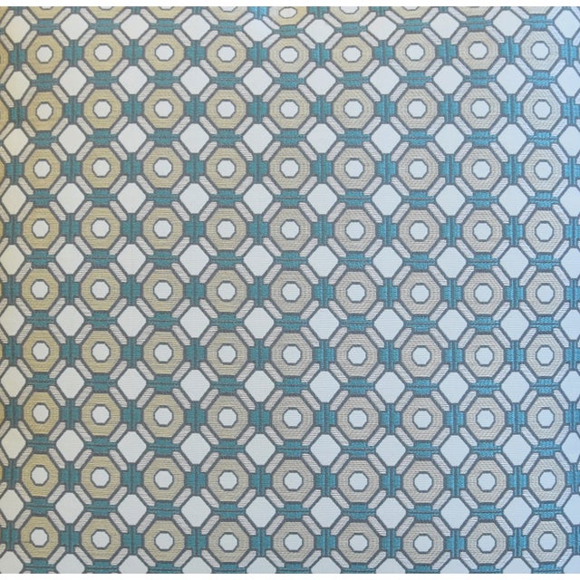 Stunning pair of custom-tailored reversible pillows in a Pindler & Pindler hexagon fabric. Same fabric on reverse. Pillows...