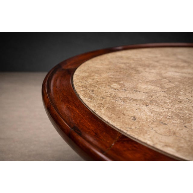 Maracanã Coffee Table in Rosewood & Travertine, Giuseppe Scapinelli, 1950s For Sale - Image 10 of 13