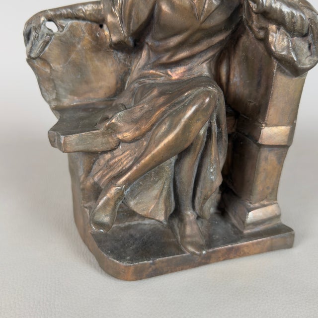 Metal Antique Early 20th Century Dante Alighieri Sculpture in Metal For Sale - Image 7 of 11