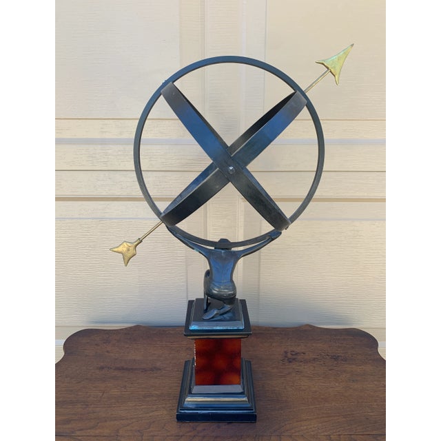 Vintage English Country Iron Armillary Sundial Held by Atlas For Sale - Image 11 of 12