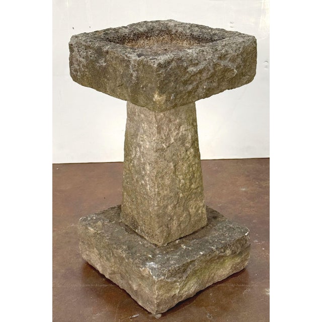 English English Garden Square Bird Bath of Carved Purbeck Stone For Sale - Image 3 of 10