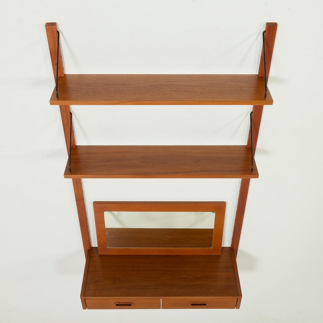 Mid-Century Scandinavian Wall Unit with Console and Mirror, Denmark, 1970s For Sale - Image 6 of 13