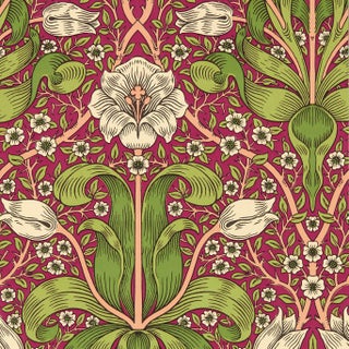 Morris & Co Spring Thicket Wallpaper in Maraschino Cherry For Sale