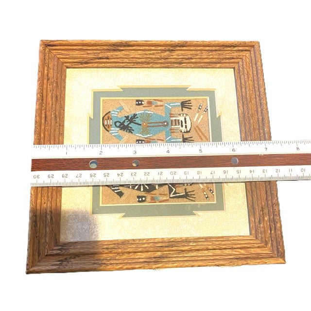 1960s 1960s Authentic Navajo Sandpainting by Alvina Begay — Framed Yeibichai Design, Signed Coa For Sale - Image 5 of 9
