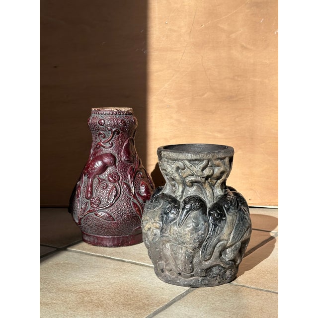 Antique Ceramic Art Relief Vases from Bernhard Bertram Pottery, Germany, 1890s, Set of 2 For Sale - Image 11 of 18