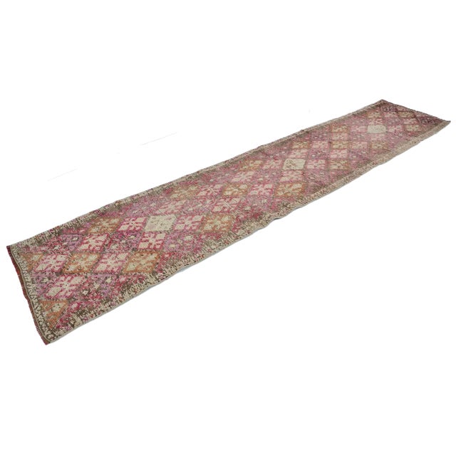 Pink and Beige Hallway Runner Rug For Sale