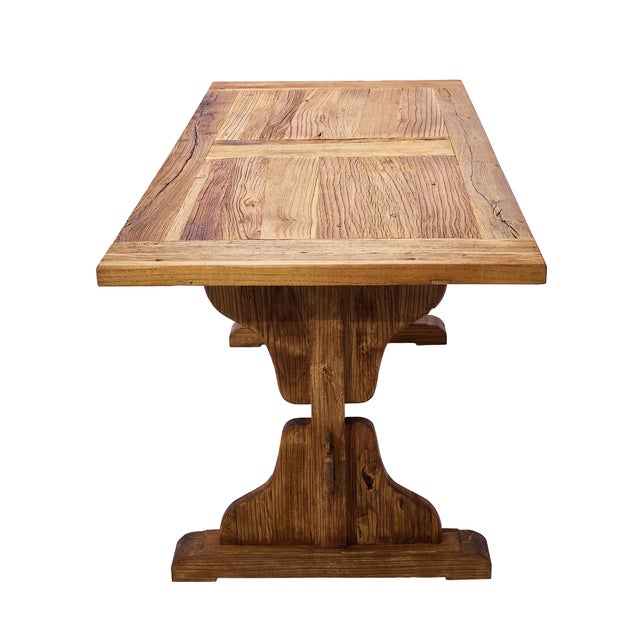 2020s Matthew Izzo Home Reclaimed Elm Wood Monestary Dining Table For Sale - Image 5 of 6