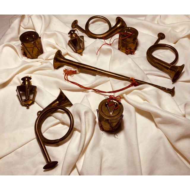 1990s Vintage Collection of Holiday Brass Musical Instruments Ornaments Decorations For Sale - Image 5 of 8