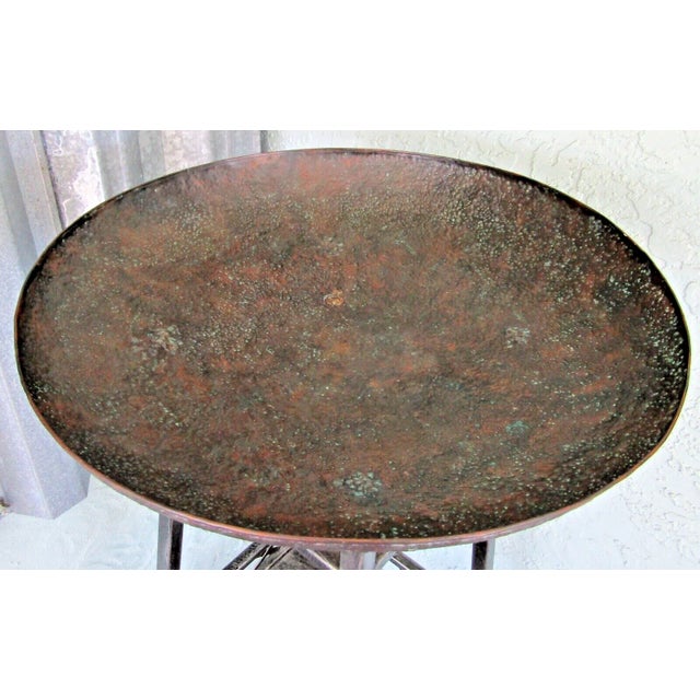 Metal 1990s Maitland-Smith Metal Two Shelf Copper Bowl Top Jardiniere Etagere Stand For Sale - Image 7 of 10