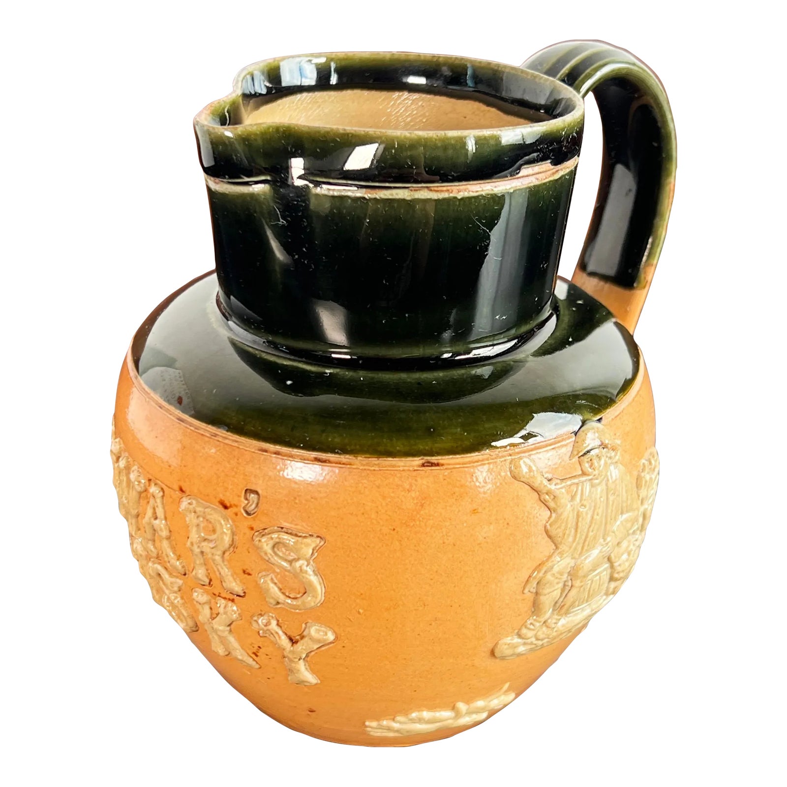 Rare Antique 1900's Royal Doulton Dewar's Whiskey Salt Glazed Ceramic Pitcher