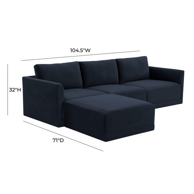 Willow Navy Modular 4-Piece Performance Velvet Sectional For Sale In Los Angeles - Image 6 of 6