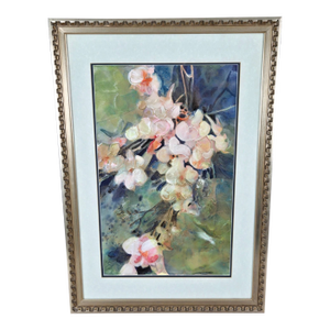 Julie Manfredi Original Floral Still Life Acrylic Painting, Framed