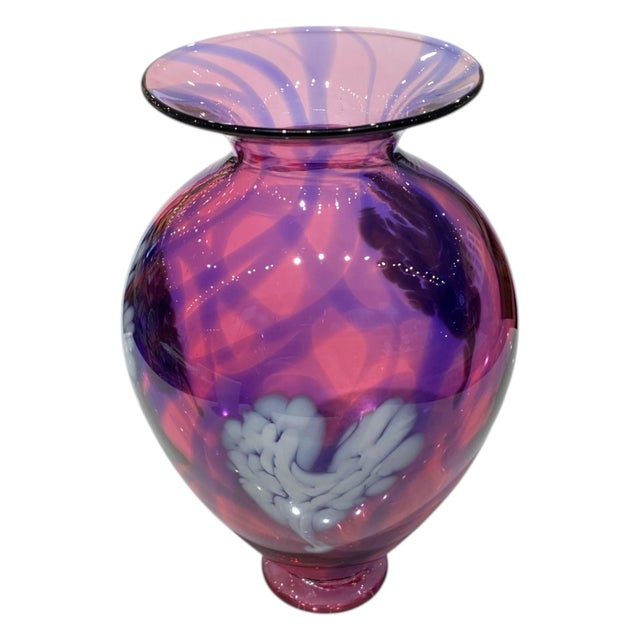 Glass David Lindsay Art Glass Vase Hearts Pink Purple California Decor Nourot Student For Sale - Image 7 of 13