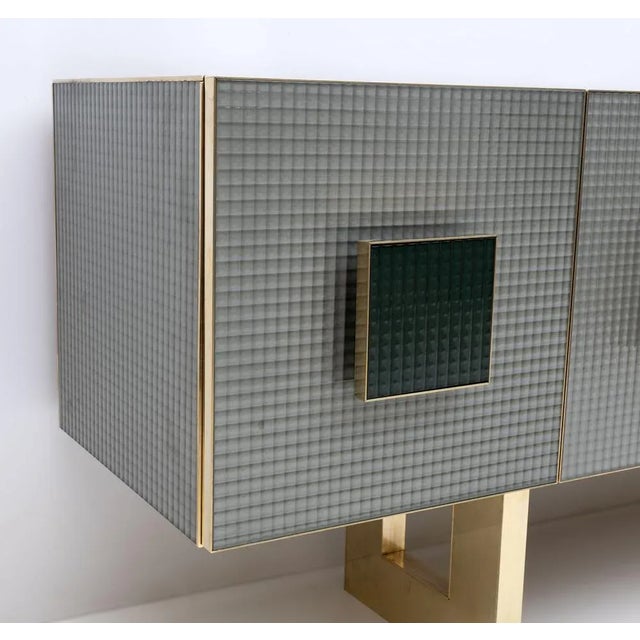 Metal Vintage Italian Bar Sideboard in Glass and Brass, 1980s For Sale - Image 7 of 9