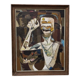 Remarkable Abstract Portrait of a Boy With His Dog C.1940 For Sale