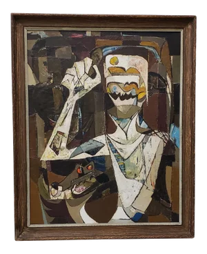 Remarkable Abstract Portrait of a Boy With His Dog C.1940