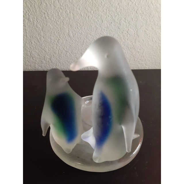 1960s Satin Glass Penguins Candle Holder For Sale - Image 4 of 4