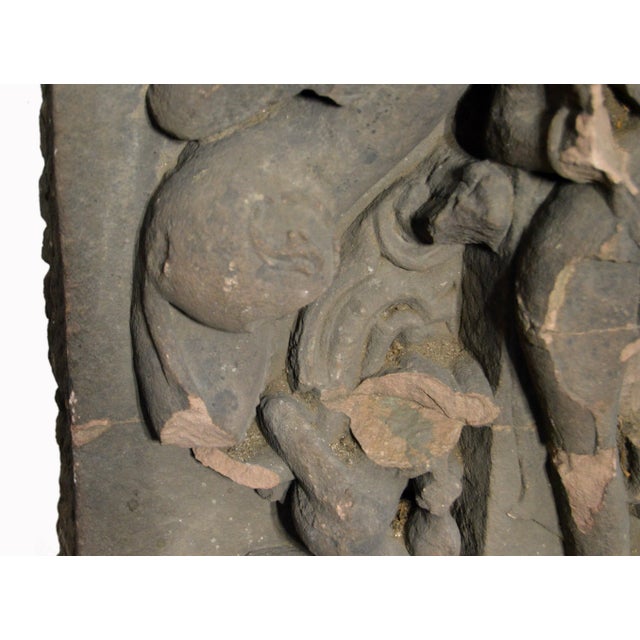 Stone 17th Century Asian Hand-Carved Stone Temple Sculpture of a Female Divinity For Sale - Image 7 of 10