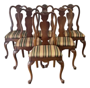 Vintage Solid Cherry Queen Anne Style Dining Chairs by Stanley Furniture “American Craftsman” – Set of 6