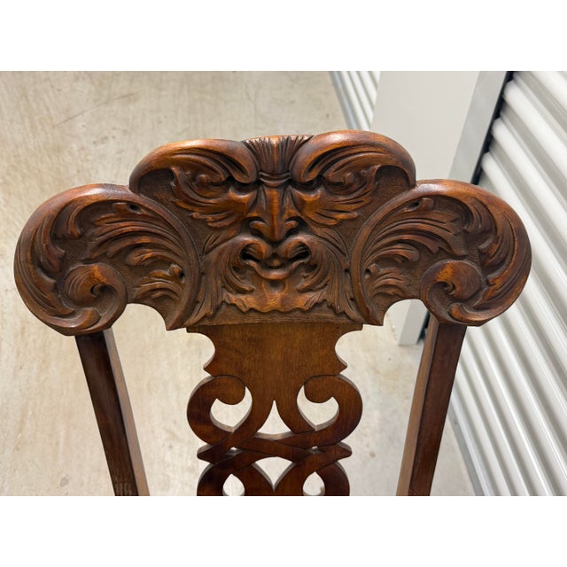 Folk Art Late 19th Century German Carved Wooden Rocking Chair Featuring a "Man Blowing the Wind" Motif. For Sale - Image 3 of 8