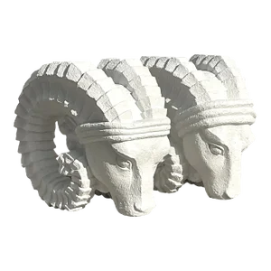 Vintage Boho Plaster Rams Heads - Set of 2