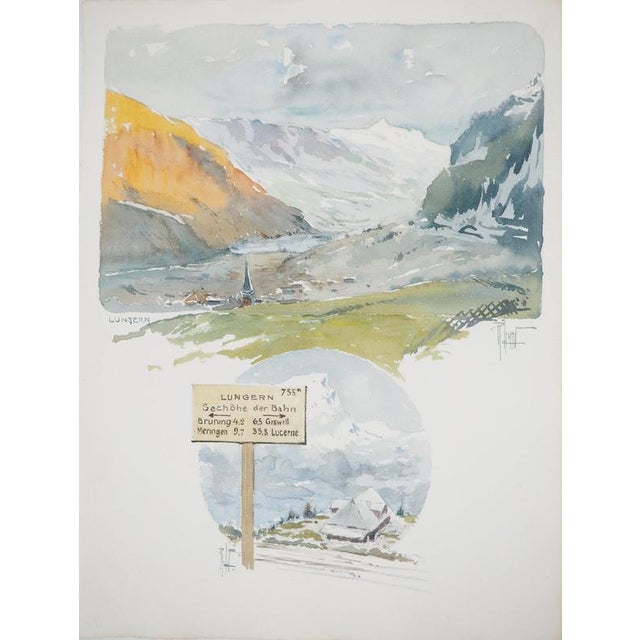 René Leverd, Lungern Direction, Watercolor For Sale - Image 8 of 8