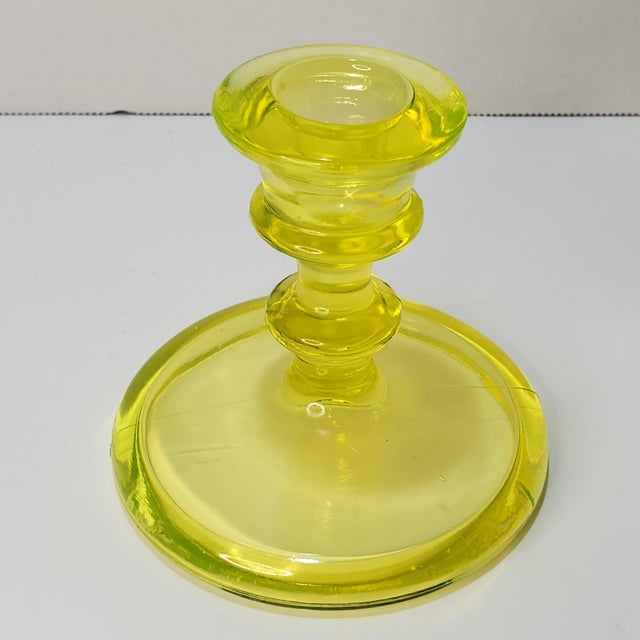 Art Deco Vaseline Glass Candlestick Holder Chairish