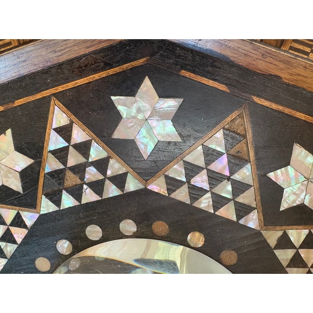 Antique Middle Eastern Arabesque Style Mother of Pearl Inlaid Table For Sale - Image 17 of 18