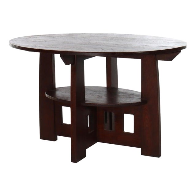 Arts & Crafts Limbert Cut-Out Mission Oak Double Oval Table C1910 For Sale