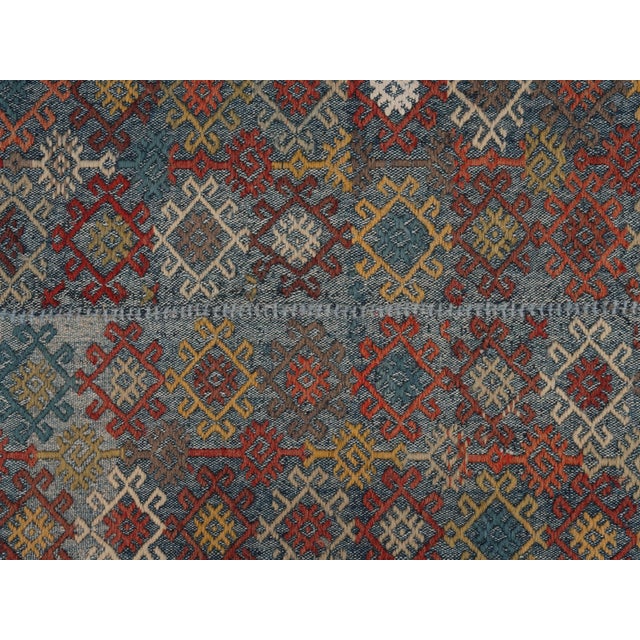 Blue 1970s Vintage Handmade Wool Cotton Blue Area Rug For Sale - Image 8 of 11