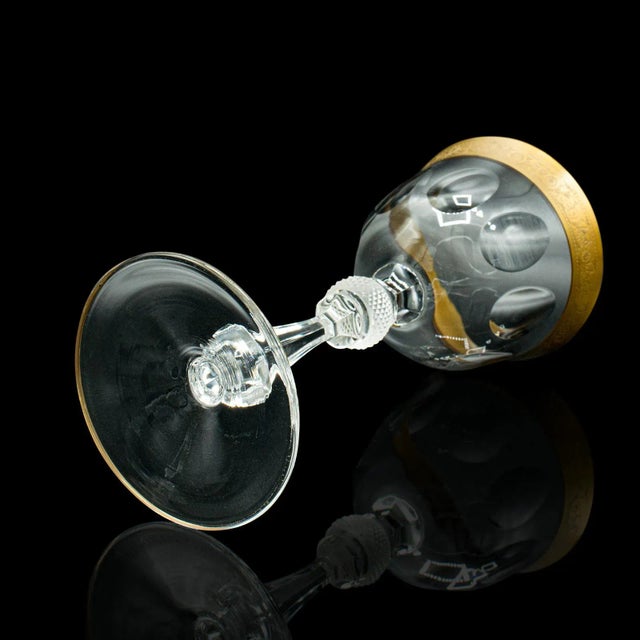 1920s Pair of Antique Art Deco French Glass Celebratory Port Glasses For Sale - Image 9 of 13