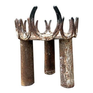 Vintage Rusty Horseshoe Plant Stand For Sale