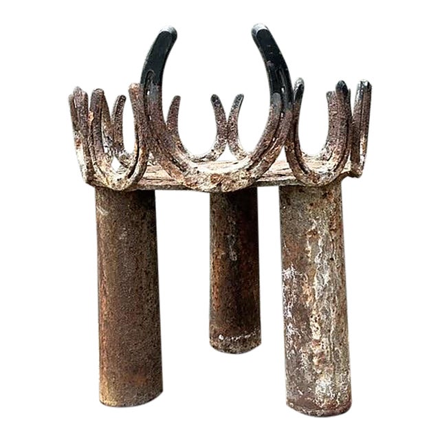 Vintage Rusty Horseshoe Plant Stand For Sale