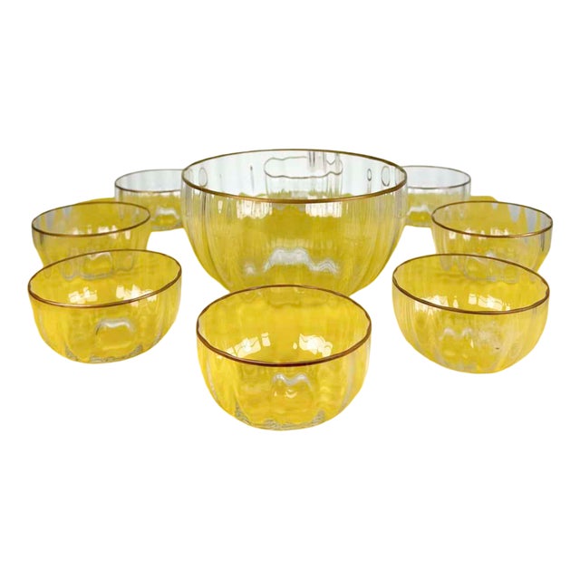 Murano Glass Service with Gilded Edge by Carlo Moretti, Set of 8 For Sale