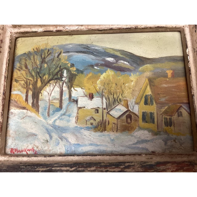 1940s 1940s Small Naïve Impressionist Snow Landscape Signed "R. Hankwitz" For Sale - Image 5 of 7