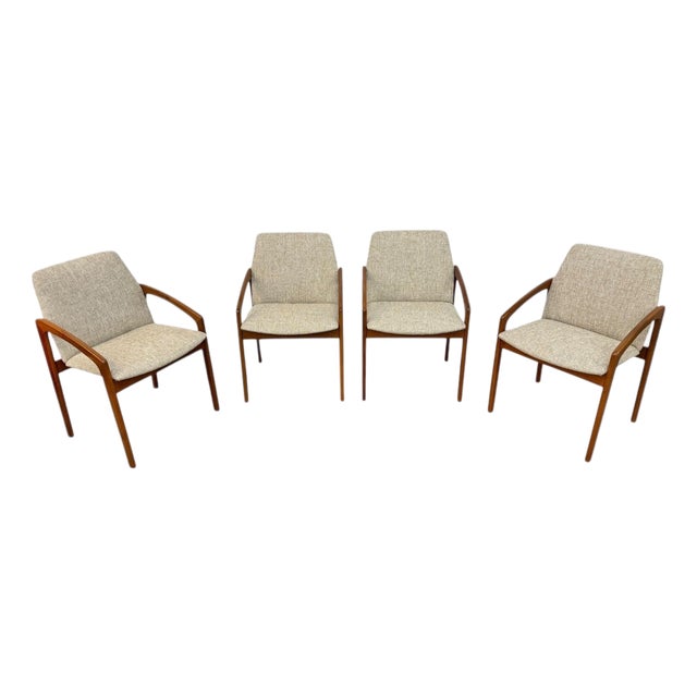 Mid-Century Danish Modern Teak Upholstered Dining Chairs - Set of 4 For Sale