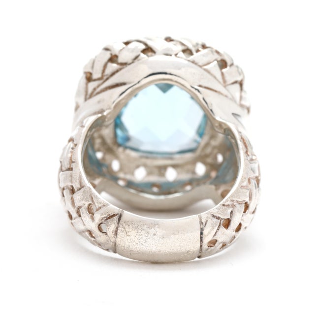 Slane Blue Topaz Basketweave Ring, Sterling Silver, Ring Size 7 For Sale - Image 4 of 7