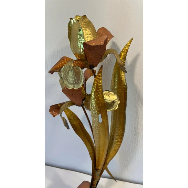 Vintage Brutalist Metal Flower Wall Sculpture For Sale - Image 4 of 6