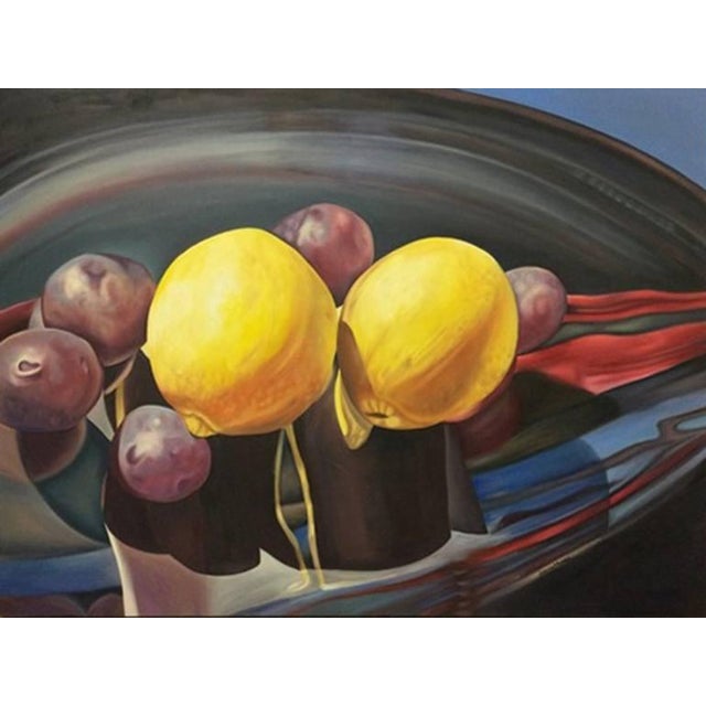 2000s "Lemons and Grapes" Gallery Wrapped Oil Painting by Judith Moore For Sale