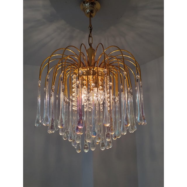 Murano Glass Teardrop Chandelier with Gilded Frame attributed to Paolo Venini, 1970s For Sale - Image 17 of 18