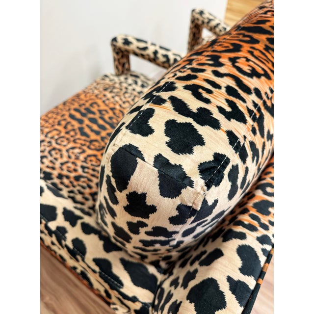 Modern Leopard Print Velvet Parsons Lounge Chair - Single For Sale - Image 11 of 13