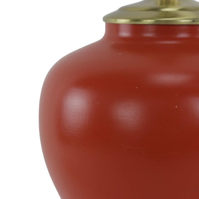 Early 21st Century Vintage Red Porcelain Ginger Jar Table Lamp For Sale - Image 5 of 7