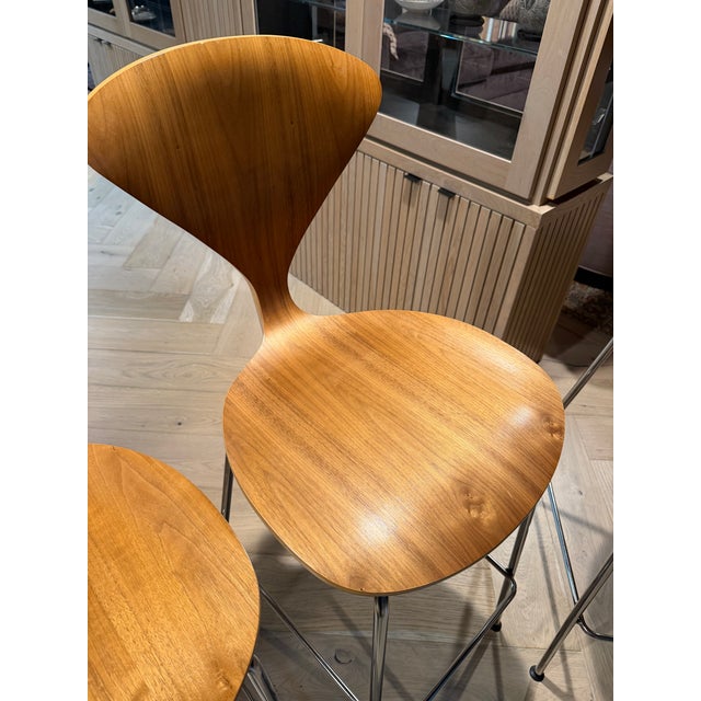 Walnut Barstools With Metal Legs (Set of 4, Cherner Company) For Sale - Image 16 of 17